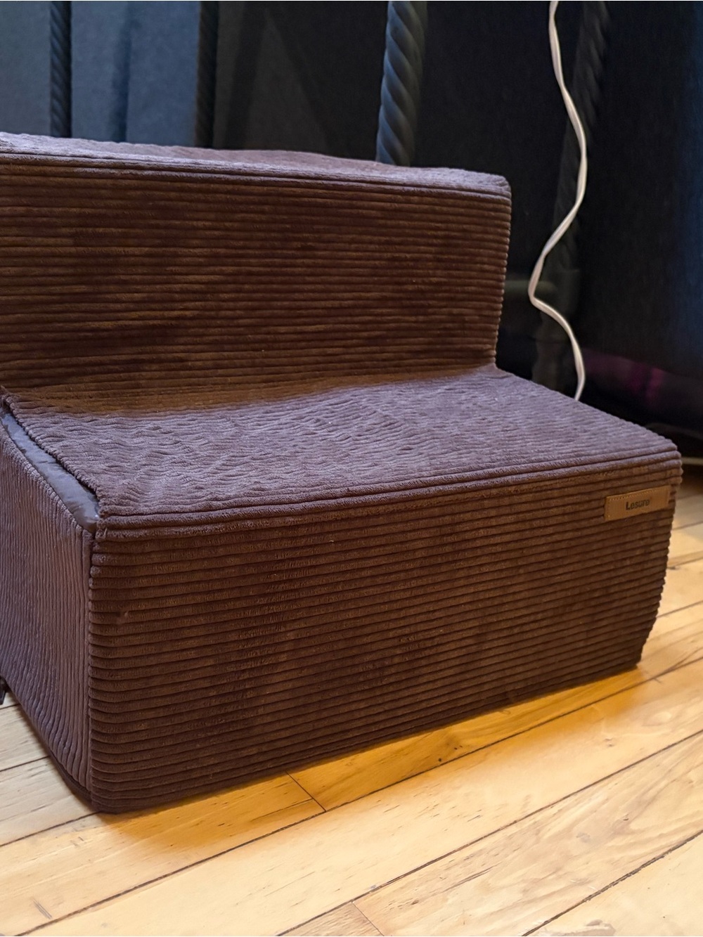 Brown Corduroy Two-Step Pet Stair